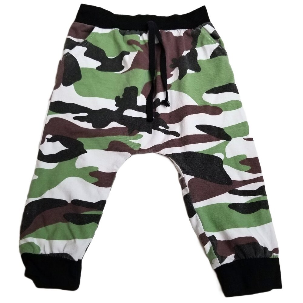 Baby Camo Jogger Pants Military Print Elastic Waist Unisex Size 6–12 Months